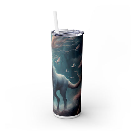 MAJESTIC MYTHS Skinny Tumbler - Floral Forest Antlered Horse Mystical Fantasy Traveler