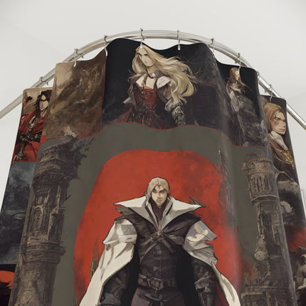 A WARRIOR EMERGES Video Game Inspired Abstract Collage Shower Curtain