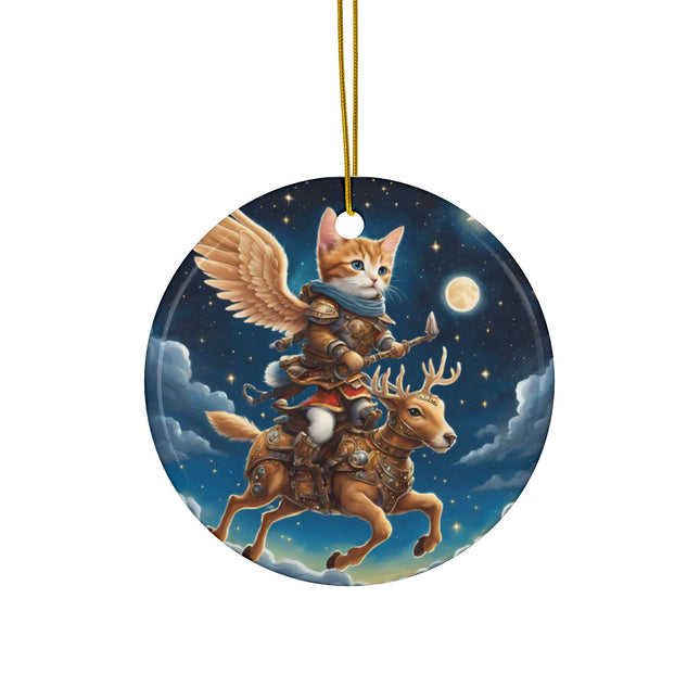 CUSTOM Flying Fantasy Christmas Future Winged Cat Ceramic Ornament