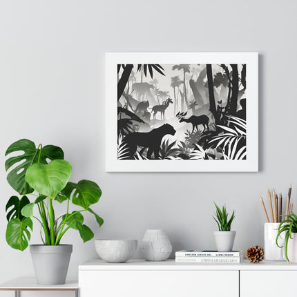 Animal Kingdom Print, Jungle Wall Decor, Wild Animal Scene, Shadow Wall Hanging, Nature Picture, Living Room Poster, Office Scenery