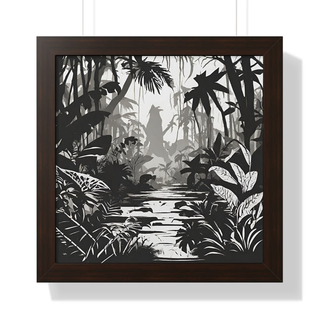 Wall Decor, Jungle Scene, Framed Wall Hanging, Black Shadow Print, Nature Scene Picture, Living Room Poster, Office Scenery