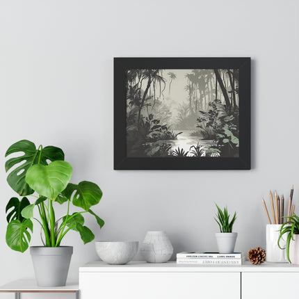 Wall Decor, Jungle Scene, Framed Wall Hanging, Black Shadow Print, Nature Scene Picture, Living Room Poster, Office Scenery