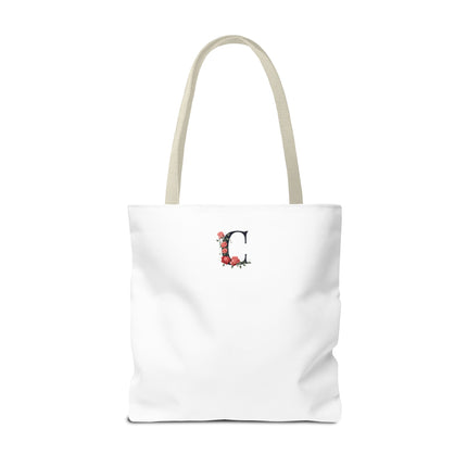 Custom Letter Personalized Tote | Rose Flowered Grocery Travel Bag | Floral Print Roses Office Laptop & Books or Exercise Overnight Carrier