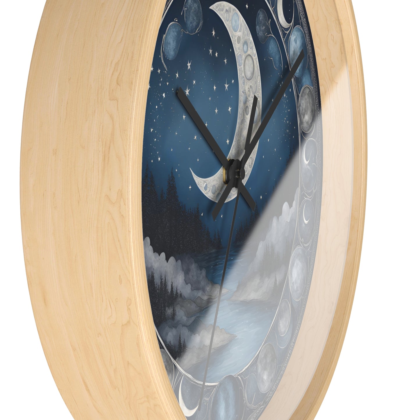 Moon Phases Wall Clock, Lunar Cycle Astronomy Home Decor, Solar System Wall Hanging, Celestial Office Art, Gift for Space Enthusiasts