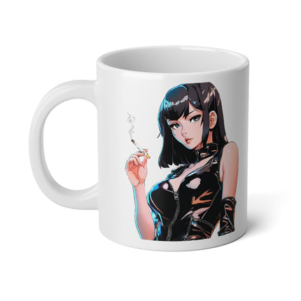 Leather Clad Cigarette Smoking Anime Girl 20oz Coffee Mug