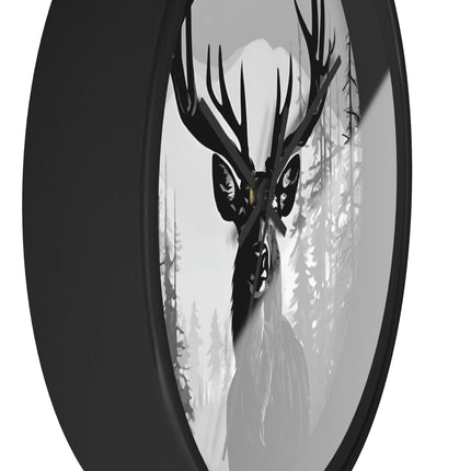 BIG BUCK HUNTER Wall Clock - Snowy Mountain Deer Hunting Decor