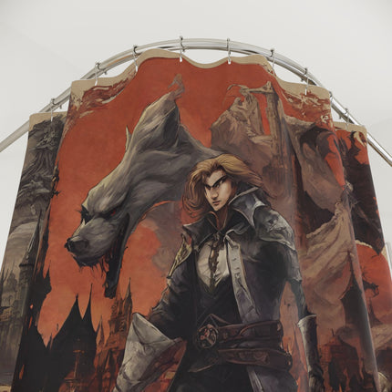 A LEGENDARY ADVENTURER RISES AT THE HOWL OF MIDNIGHT Video Game Inspired Abstract Collage Shower Curtain