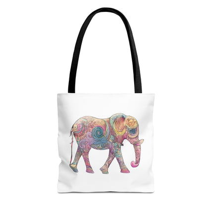 Elephant Lovers Tote | Majestic Color Pattern Custom Grocery Bag | Animal Gift Office Travel Carrier | Wild Woodland Business Traveler
