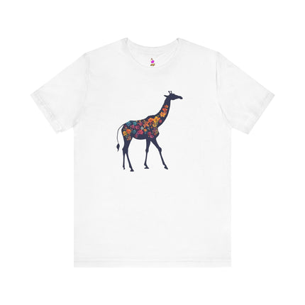 FLORAL GIRAFFE SILHOUETTE T-Shirt - Beautiful Wildlife Botanical Art Tee