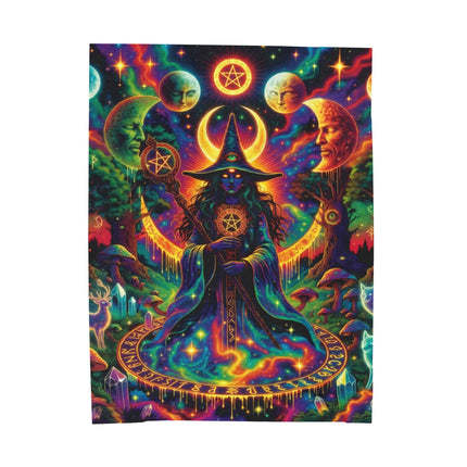 TRIPPY PAGAN MOON CYCLE Psychedelic Blanket