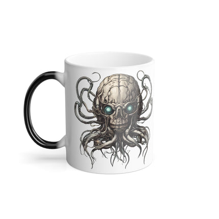 PERSONALIZED CYBORG ALIEN BRAIN Coffee Mug - Color Changing Tentacle Robotic Skull Cup