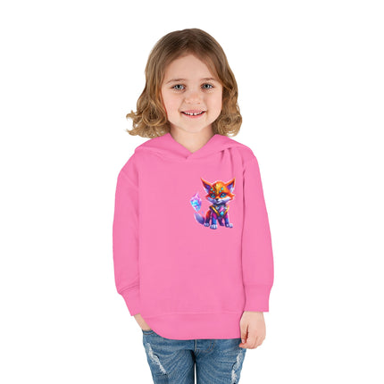 Rainbow Crystal Fox Toddler Girls Hoodie, Orange Blue Cosmic Guardian Sweatshirt, Two Sided 2T 4T 5-6T Long Sleeve Hood