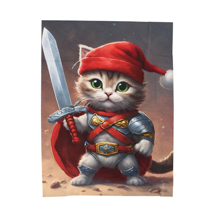 Christmas Blankets Kids Adults Blankets Velveteen Plush Blanket Cat Lovers Christmas Gift Santa Warrior Kitten Holiday Gift Cat Holiday Gift