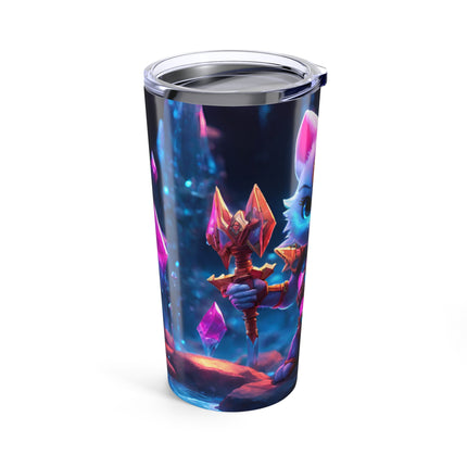CRYSTAL CAVERN WARRIOR CAT Tumbler - Neon Cave Armored Kitten Cup