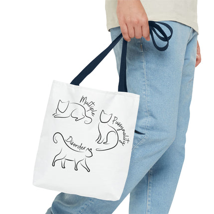 Cat Tote Bag | Cat Lovers Gift Bag | Multiple PUSSYNALITY Disorder Grocery Bag | Mental Health Humor | Two Sided Animal Owner Tote