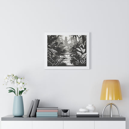 Wall Decor, Jungle Scene, Framed Wall Hanging, Black Shadow Print, Nature Scene Picture, Living Room Poster, Office Scenery
