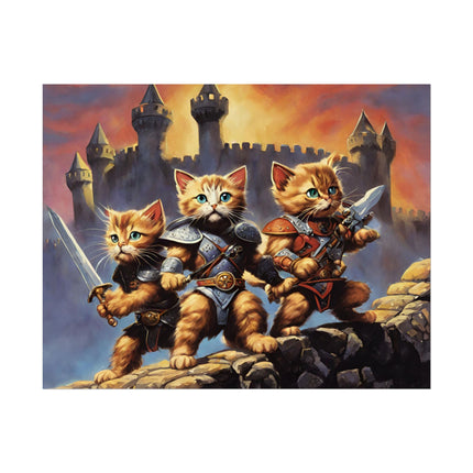 CAT BATTLE WARRIORS Poster - 80's Universe of Kitten Fighters Fantasy Epic Feline Battle Art