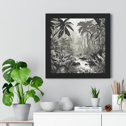 Wall Decor, Jungle Scene, Framed Wall Hanging, Black Shadow Print, Nature Scene Picture, Living Room Poster, Office Scenery