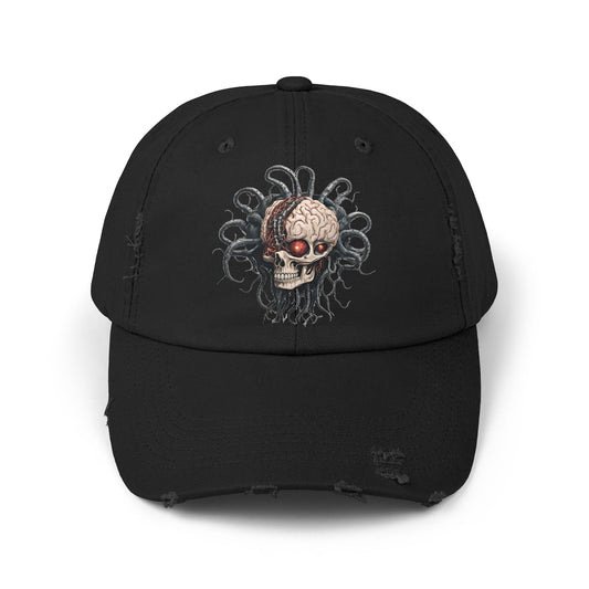 Alien Brain Robot Skull Hat, Contra Video Game Inspired Ball Cap, Metal Tentacle Cyborg Outer Space Bedroom Spring, Summer, Fishing Gift