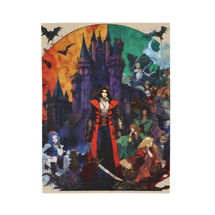 A CURSED ECLIPSE UPSETS THE BALANCE OF LIGHT AND DARKNESS Video Game Inspired Abstract Collage Blanket