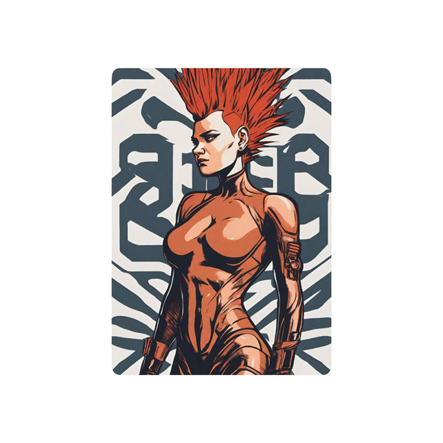 Emo Punk Girl Playing Cards, Leather Clad Woman Custom Poker Deck, Futuristic Rummy, Mohawk Babe Blackjack