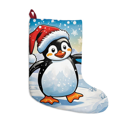 Christmas Stocking - Cute 2 Sided Snow Penguin and Shadow Design