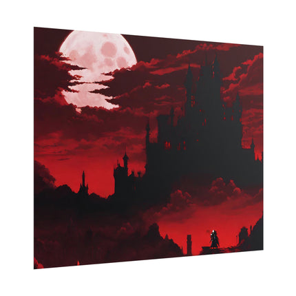 Castlevania Simon Belmont Video Game Room Inspired Wall Decor | The Cursed Night Begins Poster | Dracula Castle Vampire Night Wall Hanging