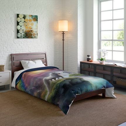 Girls Christmas Gift, Mystical Moonlight Horse Rainbow Girls Bedroom Twin Comforter, Fantasy Dreams Toddler Childrens Bed Blanket