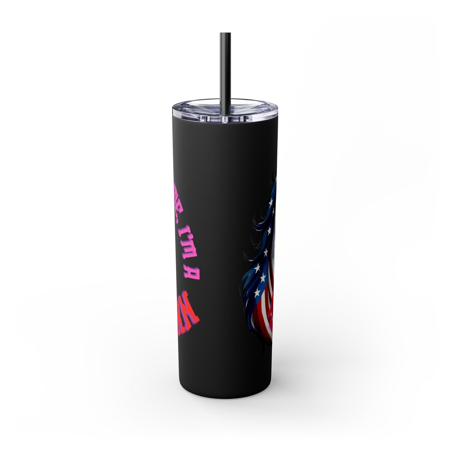 Patriotic American Unicorn Skinny Tumbler | United States Freedom Loving Horse Insulated Cup | US Flag Veteran Gift Patriot Drink Traveler