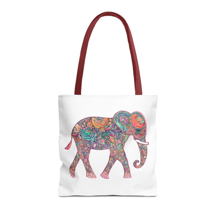 Elephant Gift Tote | Majestic Color Pattern Custom Grocery Bag | Animal Lovers Office Travel Carrier | Wild Safari Business Traveler