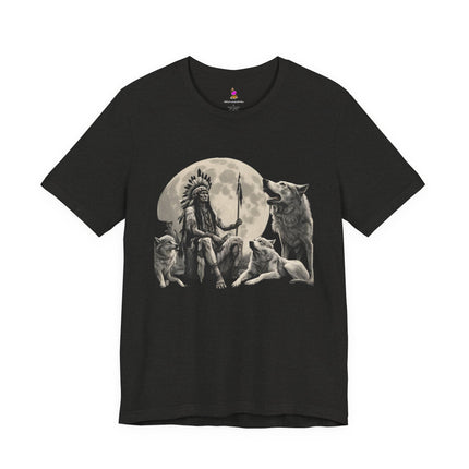 CHIEF OF WOLF MOON T-Shirt - Native American Wolf Spirit Tee