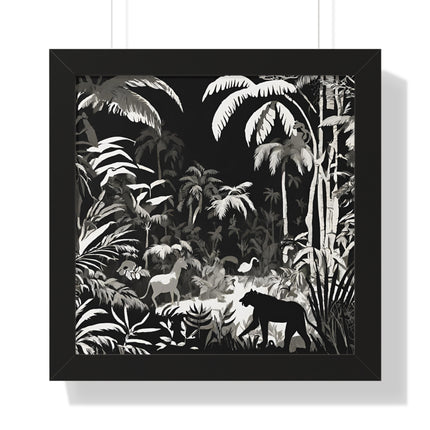 ANIMAL KINGDOM JUNGLE SCENE - Wildlife Shadow Framed Wall Art