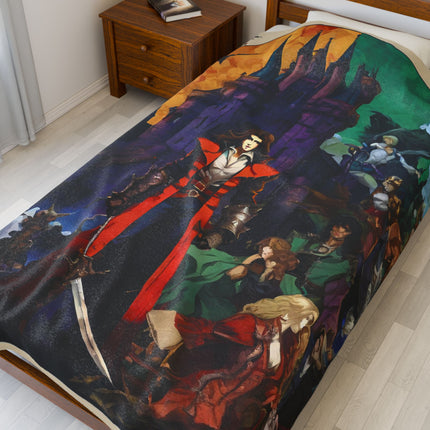 A CURSED ECLIPSE UPSETS THE BALANCE OF LIGHT AND DARKNESS Video Game Inspired Abstract Collage Blanket