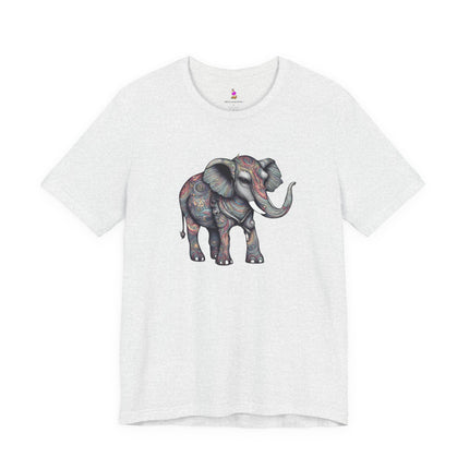 MAJESTIC FLOWER PATTERN ELEPHANT T-Shirt - Elegant Floral Wildlife Art Tee