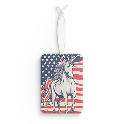 Red White & Blue Patriotic Unicorn Car Air Freshener, American Flag Freedom Horse Scented Gift, Stars and Stripes U.S. Truck Auto Accessory