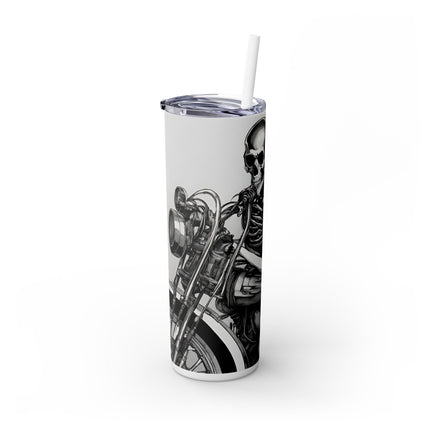 BEAUTY, BIKES AND BONES Skinny Tumbler - Dead Love Skeleton Rider Motorcycle Cup