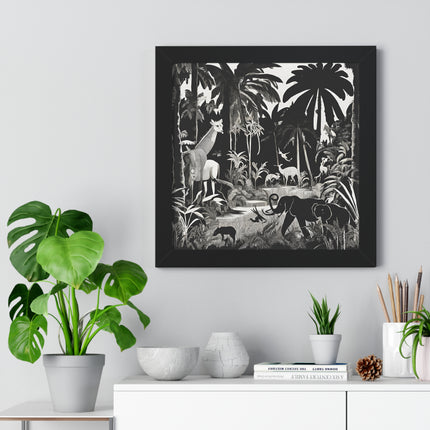 Animal Kingdom Print, Jungle Wall Decor, Elephant Picture, Shadow Wall Hanging, Giraffe Picture, Living Room Poster, Office Scenery