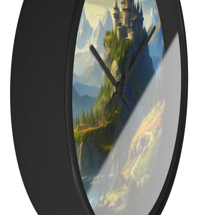 MEDIEVAL MOUNTAIN CASTLE Wall Clock - Fantasy Forest Kingdom Decor