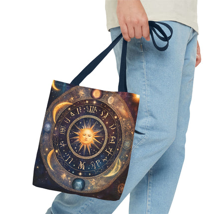 Moon Phases Tote Bag | Lunar Cycle Astronomy Wiccan Grocery Bag | Solstice Home Office Laptop Carrier | Solar System Travel Overnight Gift