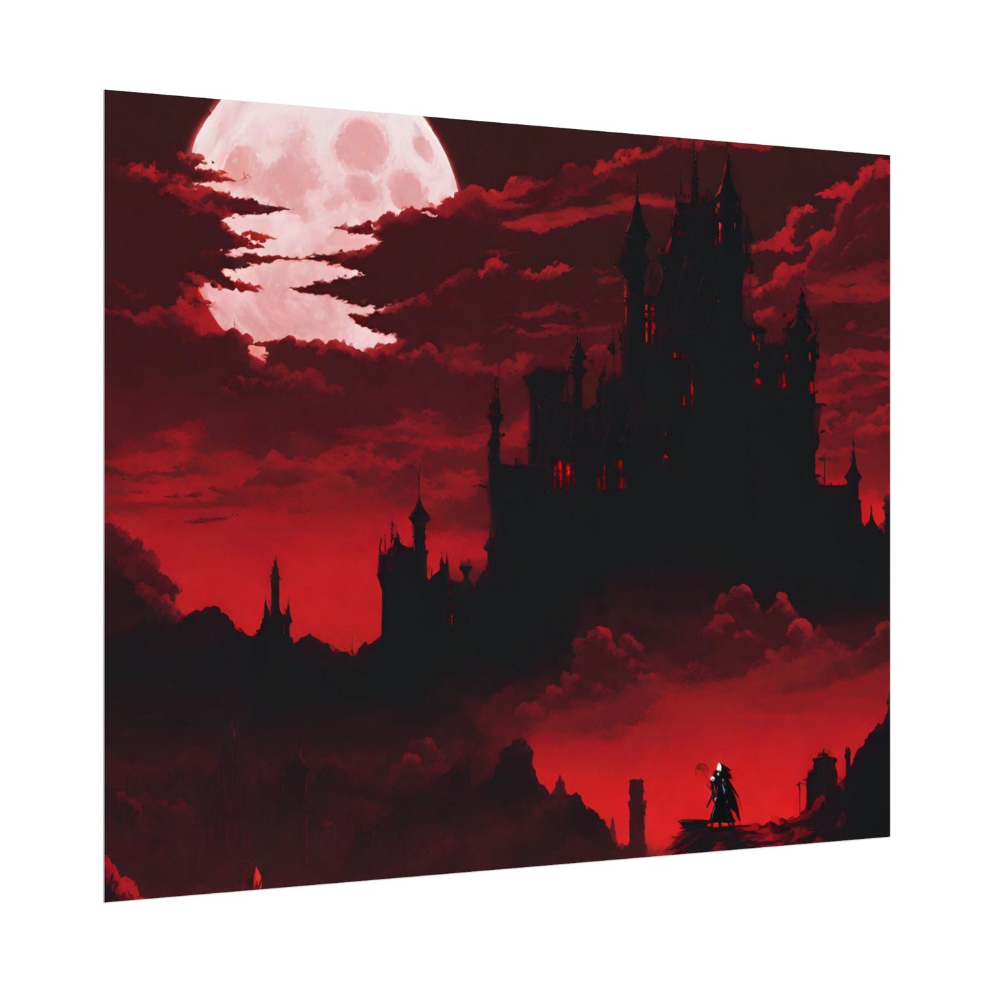 Castlevania Simon Belmont Video Game Room Inspired Wall Decor | The Cursed Night Begins Poster | Dracula Castle Vampire Night Wall Hanging