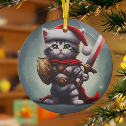 SHIELDED KITTEN WARRIOR Christmas Ornament