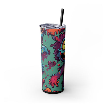 Kids Little Monster Skinny Tumbler | Colorful Funny Zombie Childs Insulated Cup | Furry Mutant Fun School Lunch Classroom Drink Traveler