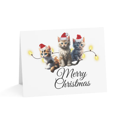 Cat Christmas Card, Merry Christmas, Holiday Greeting Card, Kitten Lovers Card Bundle