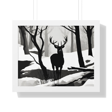 SNOWY CREEK BIG BUCK - Deer Hunter Winter Shadow Framed Wall Art