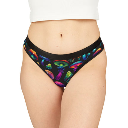 Wild Trippy Mushrooms Women's Thong, Psychedelic Underwear, Colorful Lingerie, Fun Intimates, Unique Panties