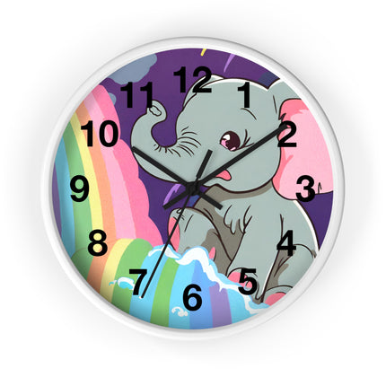 RAINBOW FALLS ELEPHANT Wall Clock - Kids Room Nursery Animal Decor