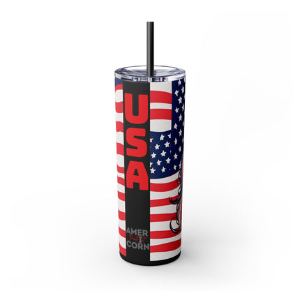 AMERICORN AMERICAN UNICORN Skinny Tumbler - United States Freedom Loving Horse Insulated Cup