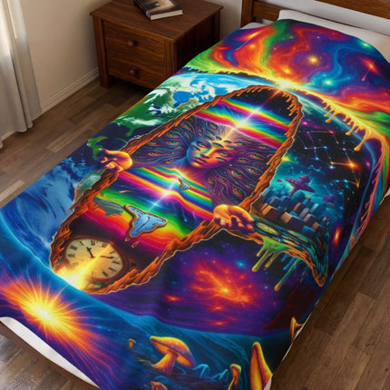 PSYCHEDELIC ALL SEEING SPACE TIME DEITY Trippy Blanket
