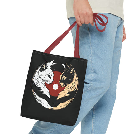 Cat Lovers Tote | Moon Lit Love Cat Grocery Bag | Feline Frisky Office Travel Carrier | Moonlight Kittens Cotton Traveler Tote