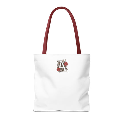 Custom Letter Personalized Tote | Rose Flowered Grocery Travel Bag | Floral Print Roses Office Laptop & Books or Exercise Overnight Carrier